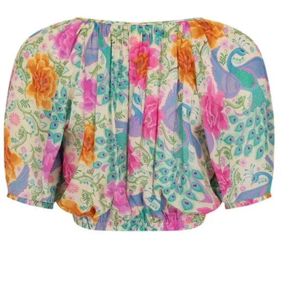 NWT🦩Spell Boheme Cropped Blouse in Spring size small - Picture 11 of 11